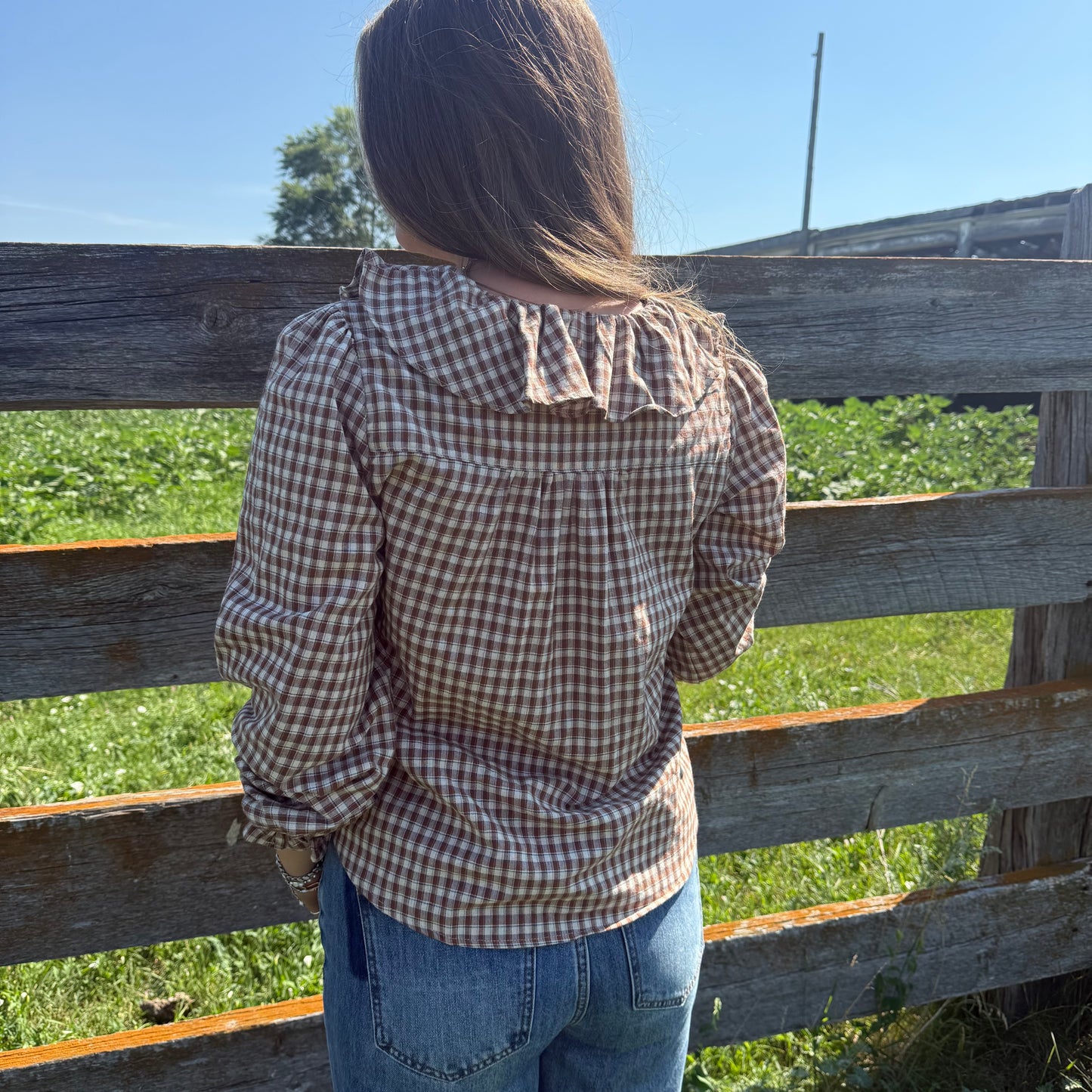 Gingham Ruffled Blouse