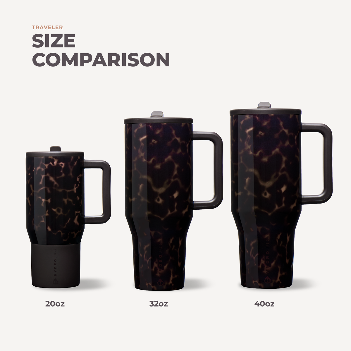 32 oz HydroJug Traveler – Mocha Tortoise