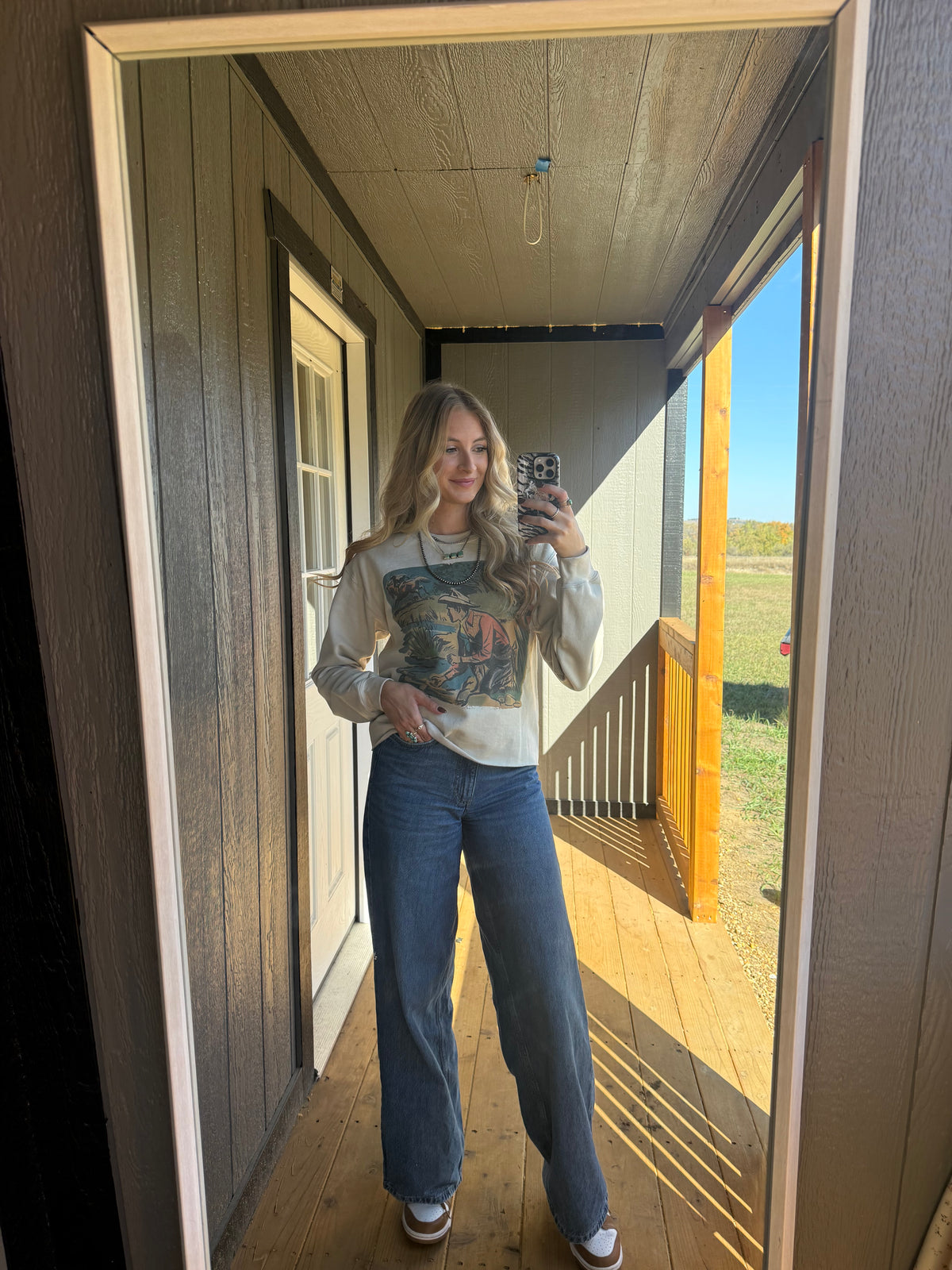 Creekside Cowboy Cropped Crewneck