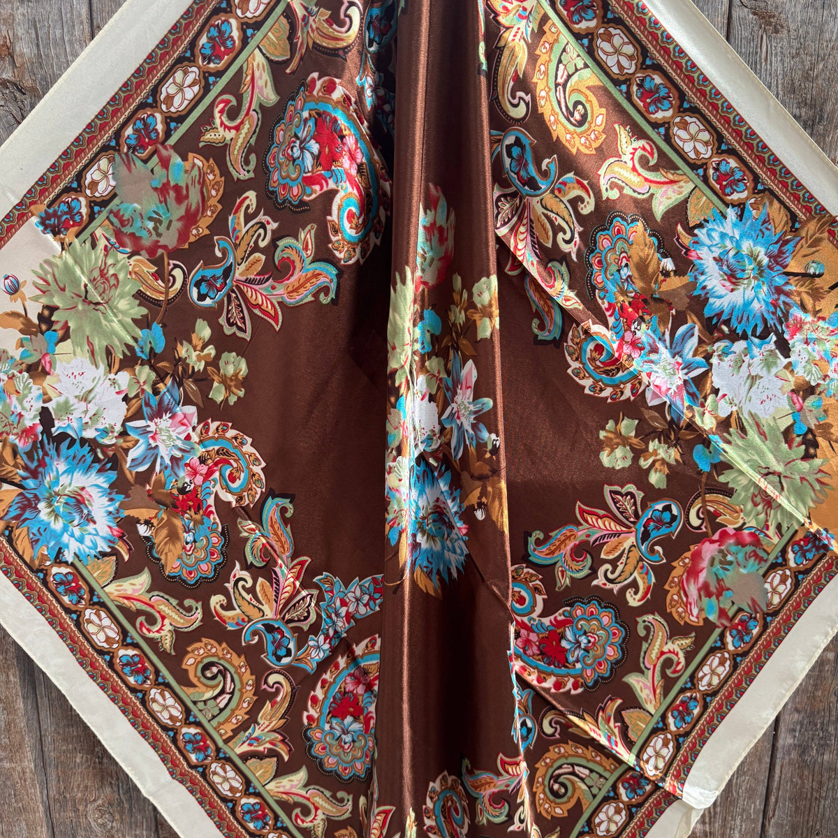 Brown and Cream Floral Wild Rag