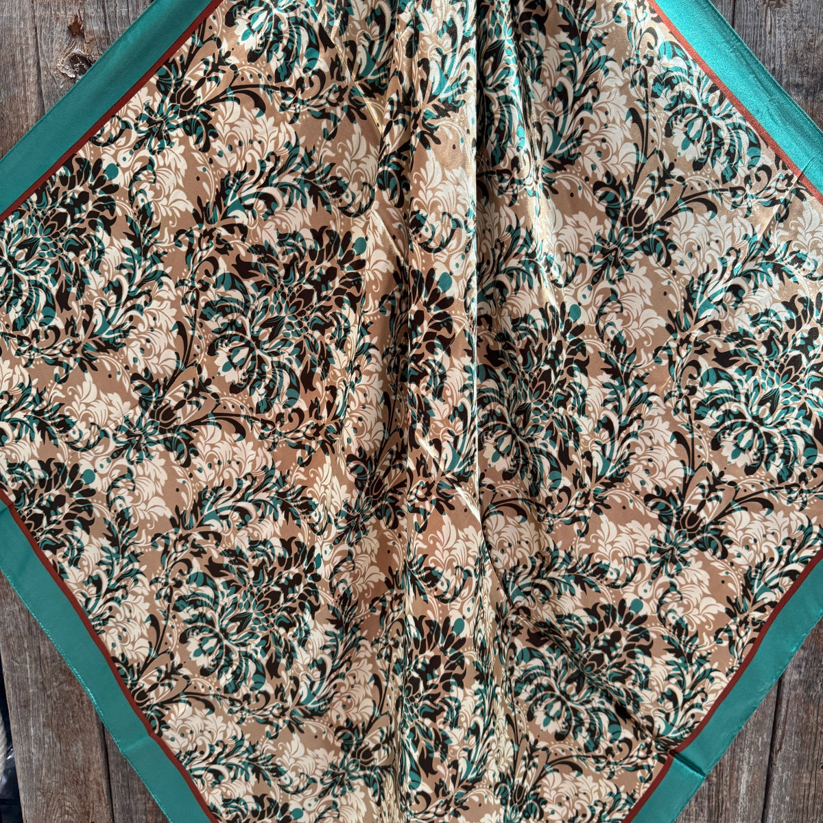 Emerald and Tan Floral Wild Rag
