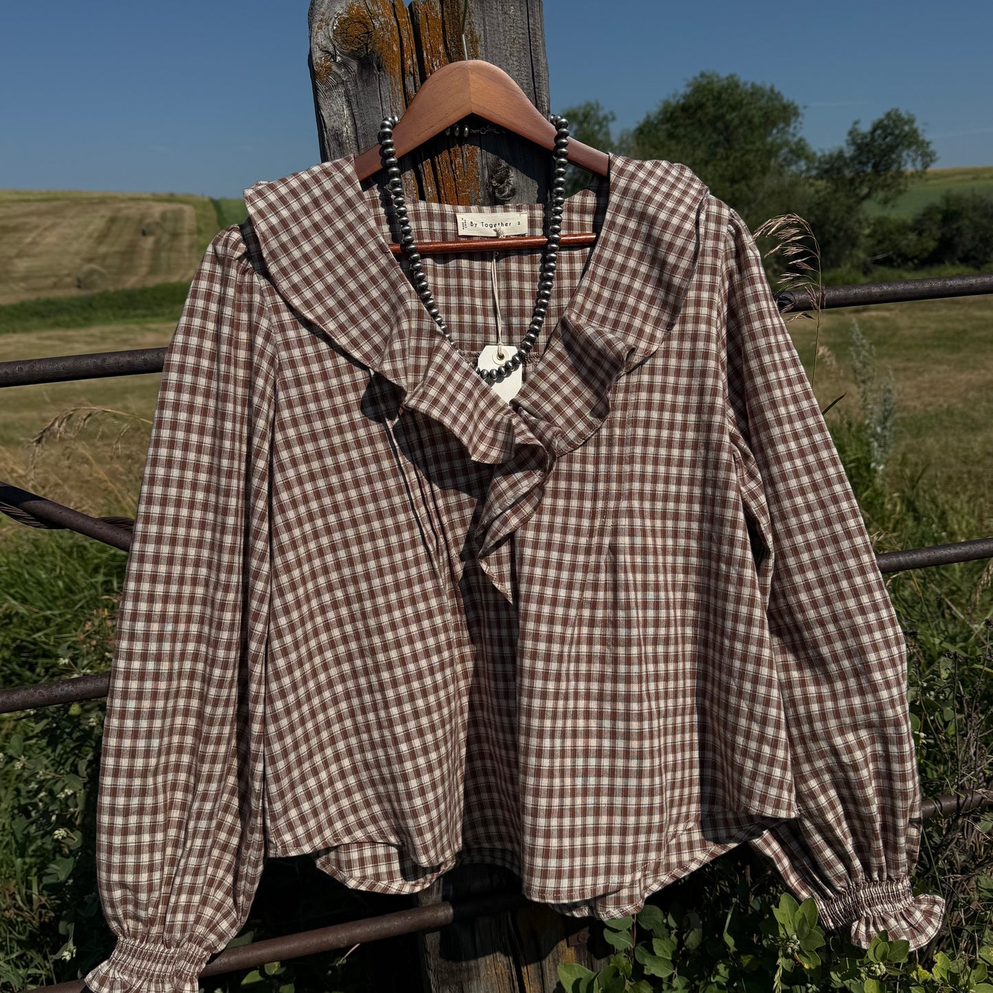 Gingham Ruffled Blouse