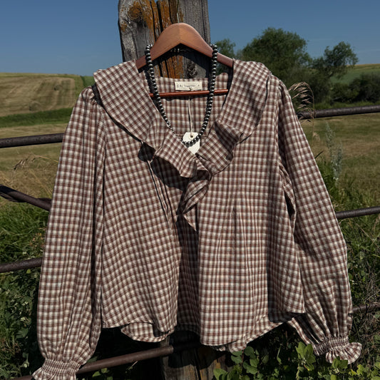 Gingham Ruffled Blouse