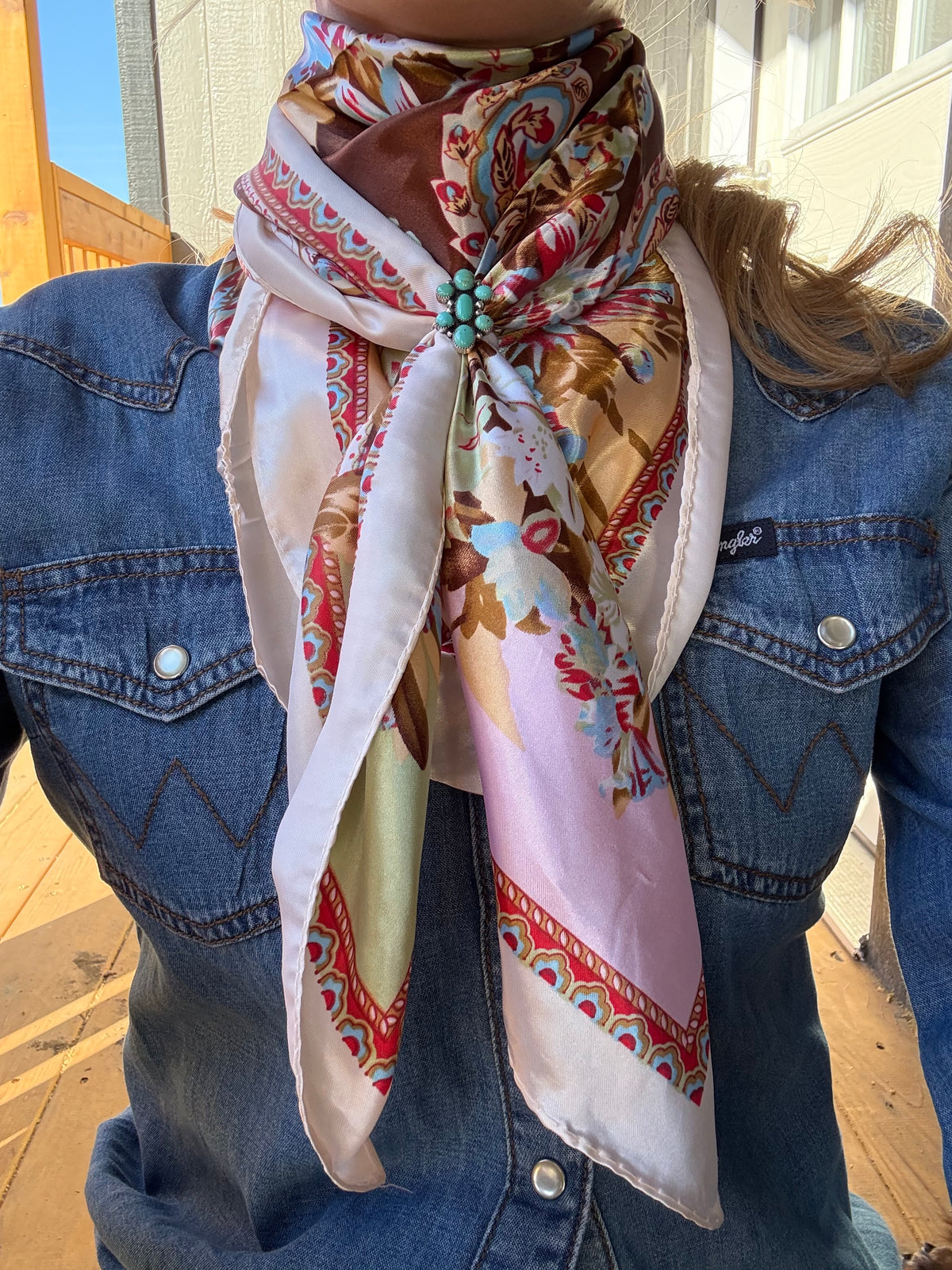 Brown and Cream Floral Wild Rag