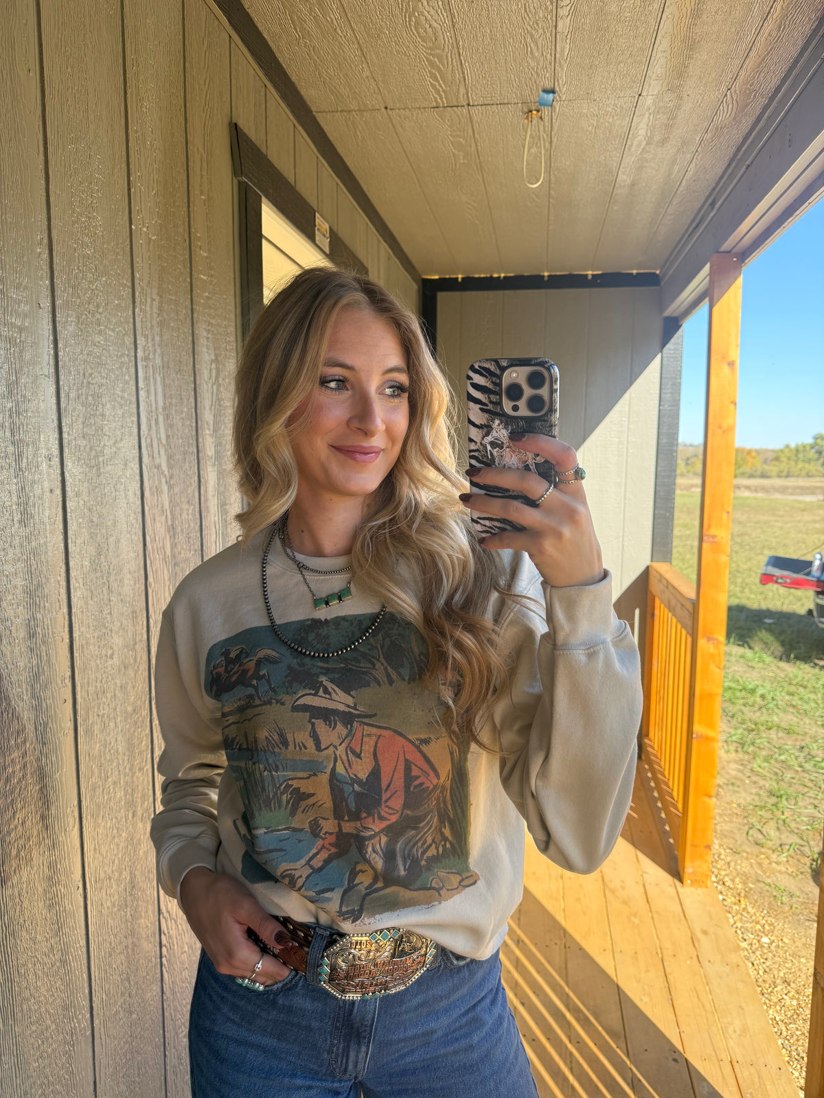 Creekside Cowboy Cropped Crewneck