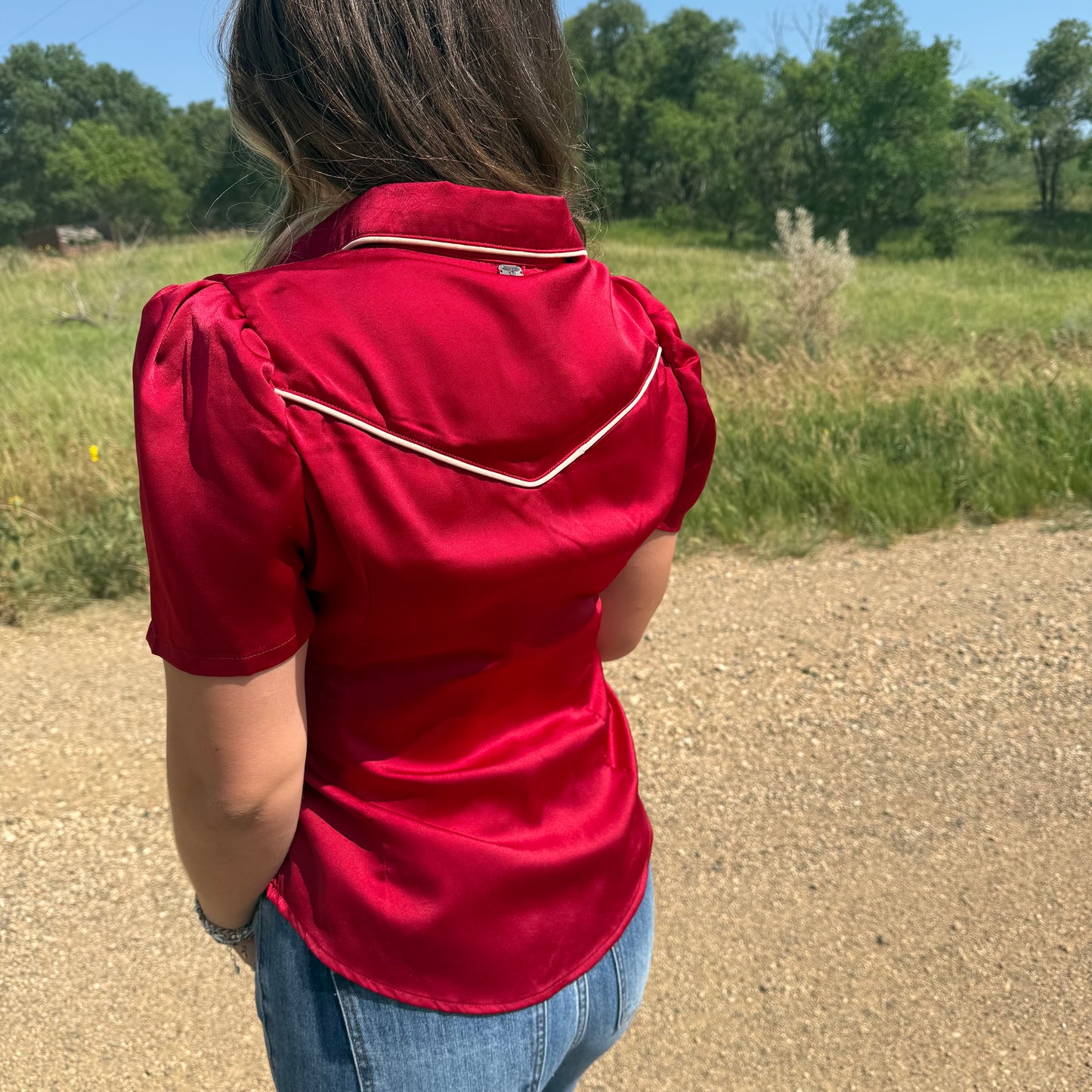 Burgundy Satin Pearl Snap