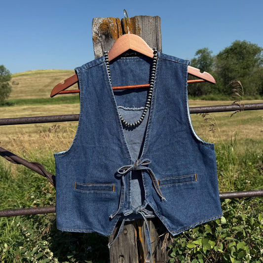 Denim Vest w/ Front Tie