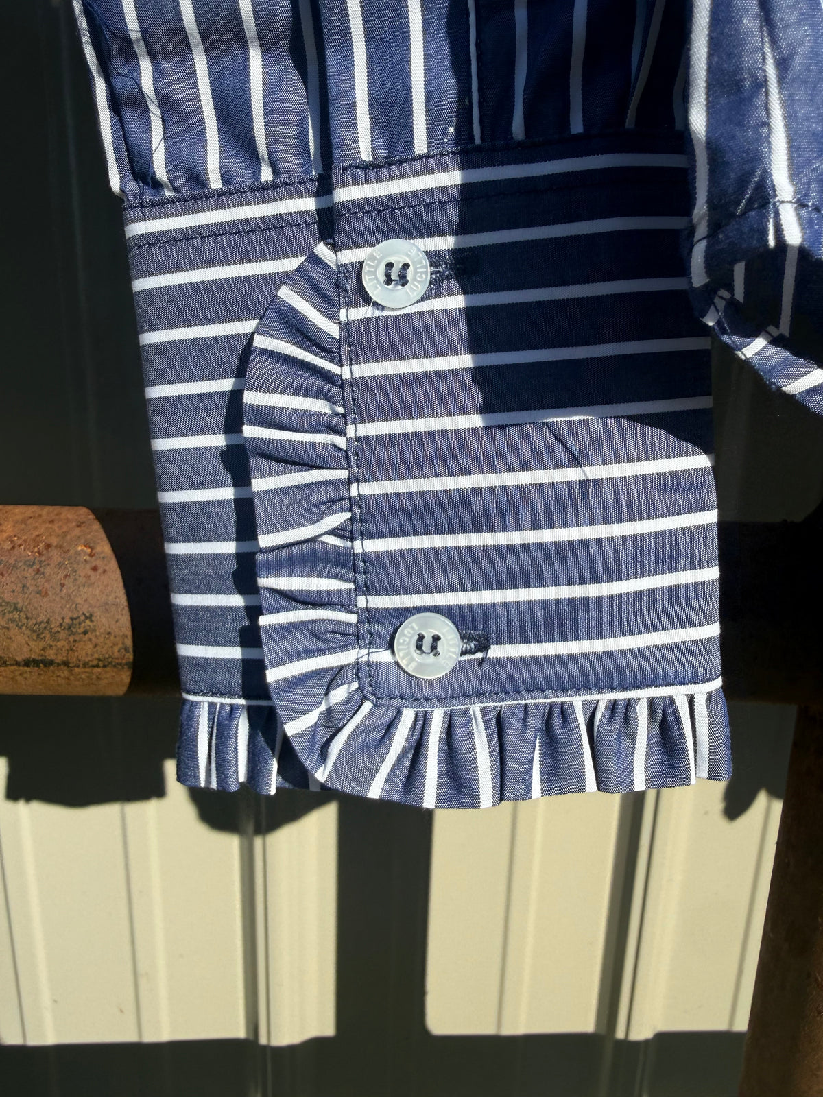 Little Lucille Ivy Pinstripe Frill Signature Fit Shirt
