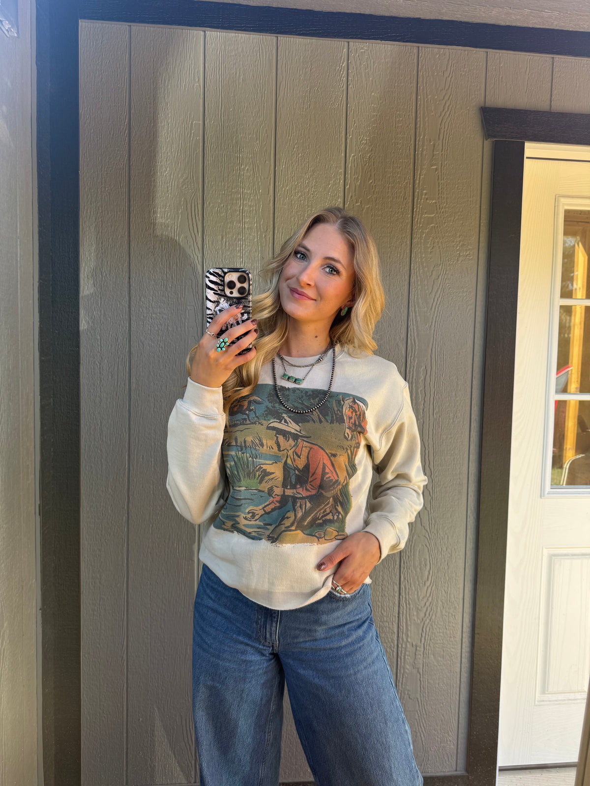 Creekside Cowboy Cropped Crewneck