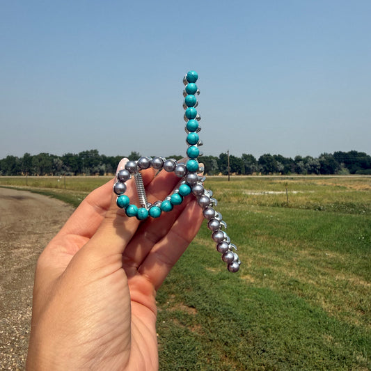 Faux Pearl/Turquoise Metal Claw Clip