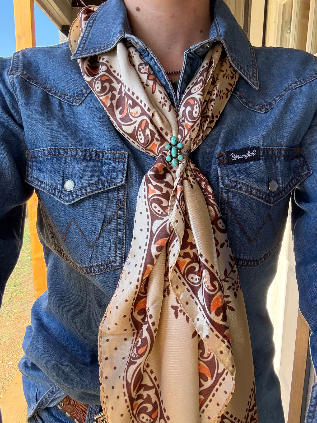 Tan/Brown Polka Dot & Paisley Wild Rag