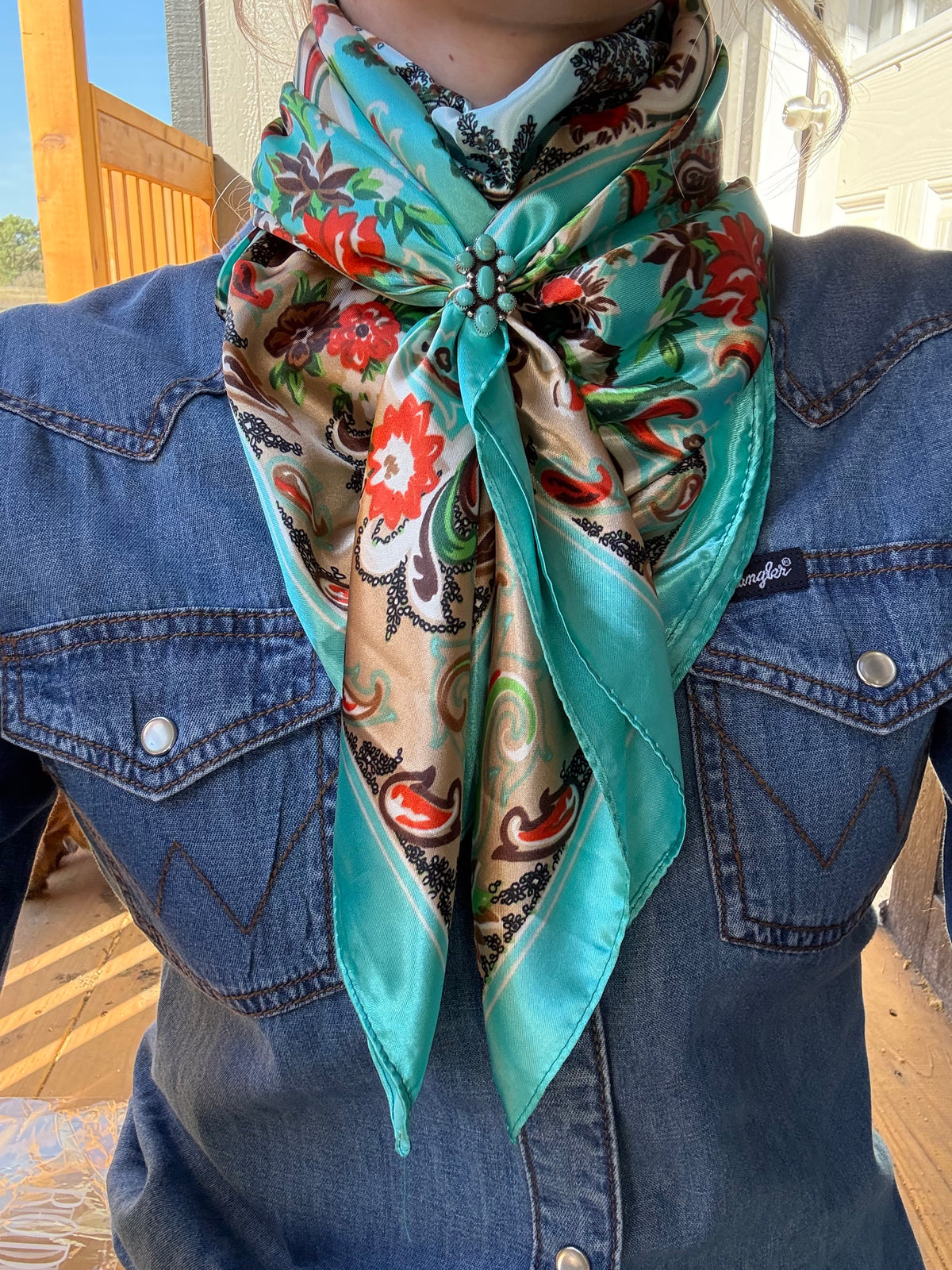Turquoise Paisley Wild Rag