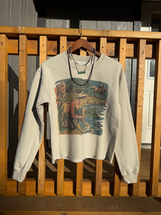 Creekside Cowboy Cropped Crewneck